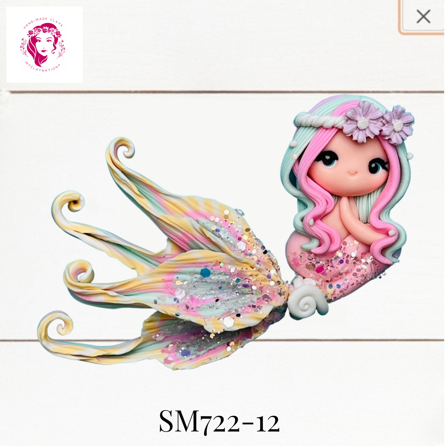 SM722-12: Summer Mermaid Clay Bow Center