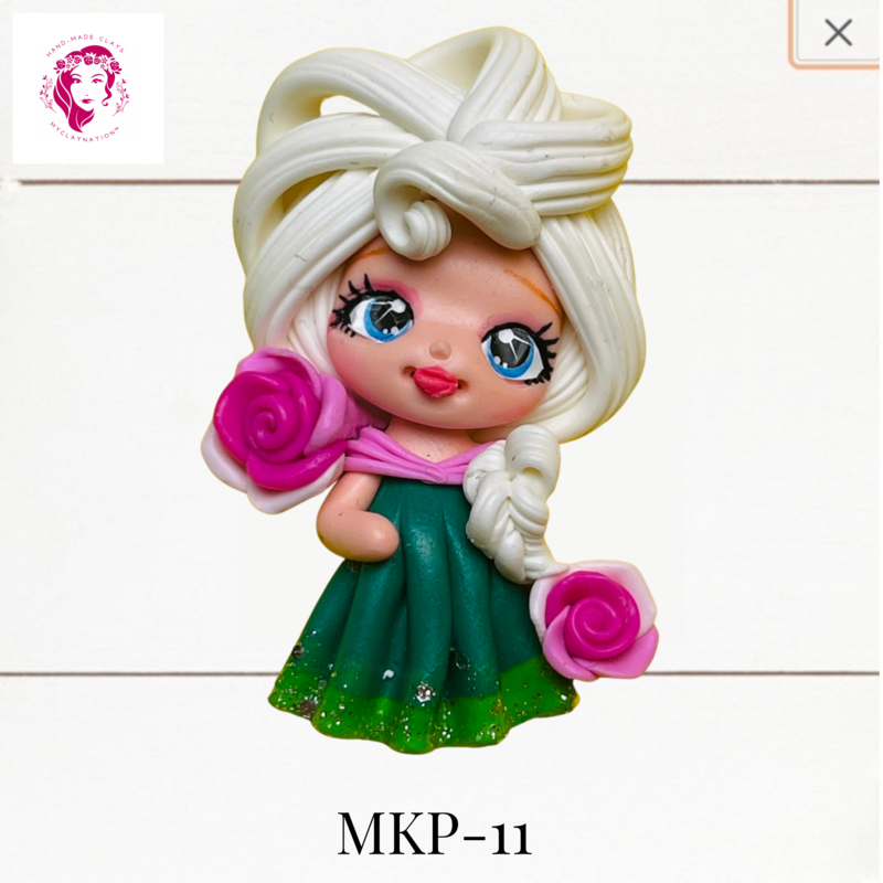 Princess Clay Hairbow Center Elsa in Green Dress -MKP-11