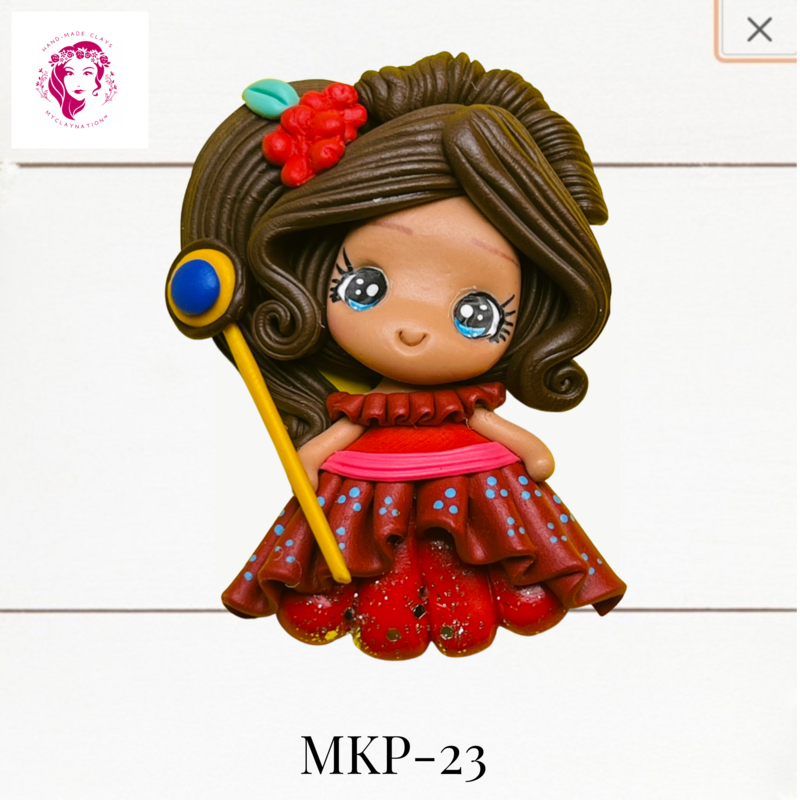 Princess Clay Hairbow Center Tiana in Red Dress -MKP-23