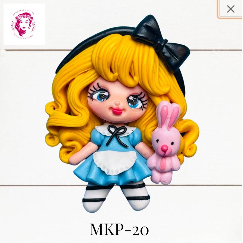 Princess Clay Hairbow Center Alice &amp; Rabbit -MKP-20