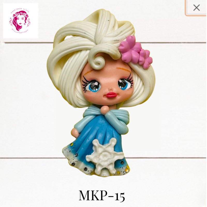 Princess Clay Hairbow Center Elsa in Blue Dress -MKP-15