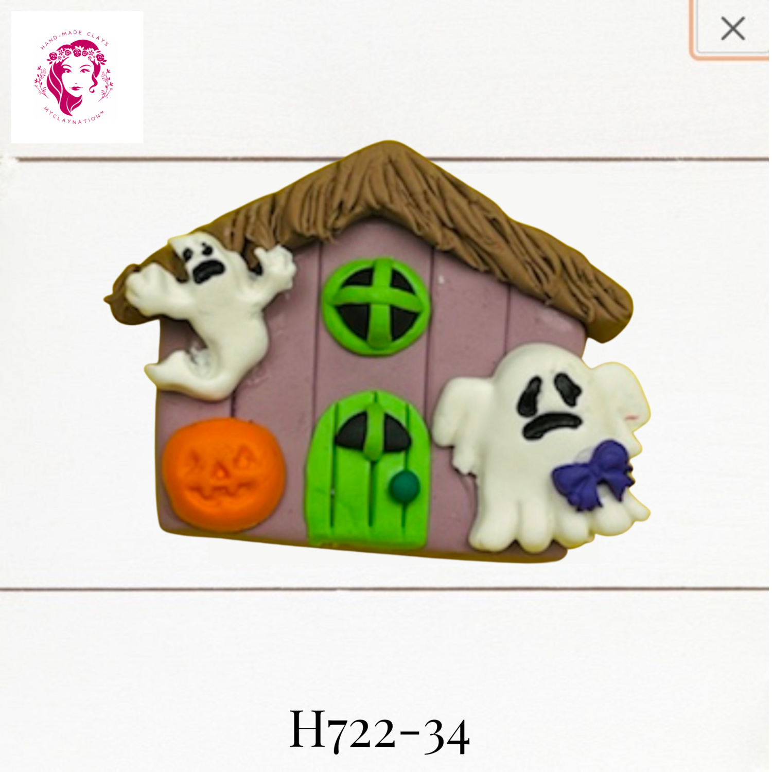 H722-34: Halloween Clay Bow Center
