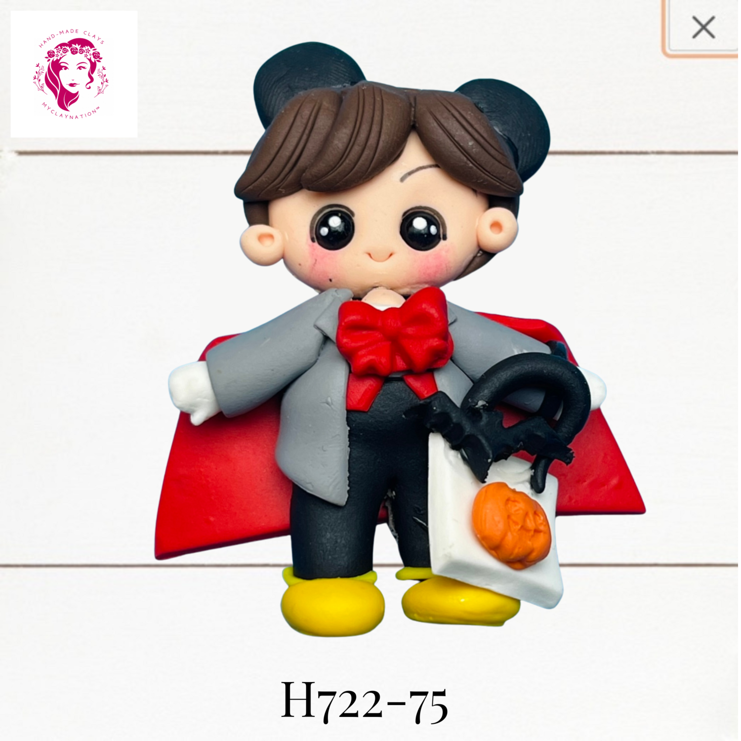 H722-75: Halloween Clay Bow Center