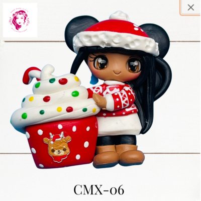 Christmas Clay Hairbow Center Girl &amp; Hot Cocoa-CMX-06