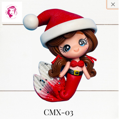Christmas Clay Hairbow Center Cute Mermaid - CMX-03