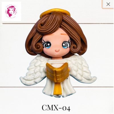 Christmas Clay Hairbow Center Brunette Angel -CMX-04