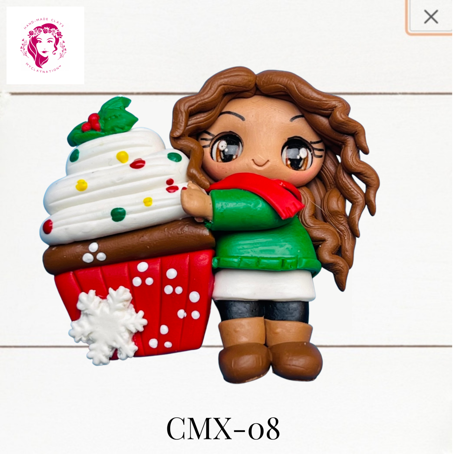 Christmas Clay Hairbow Center Girl &amp; Hot Cocoa-CMX-08