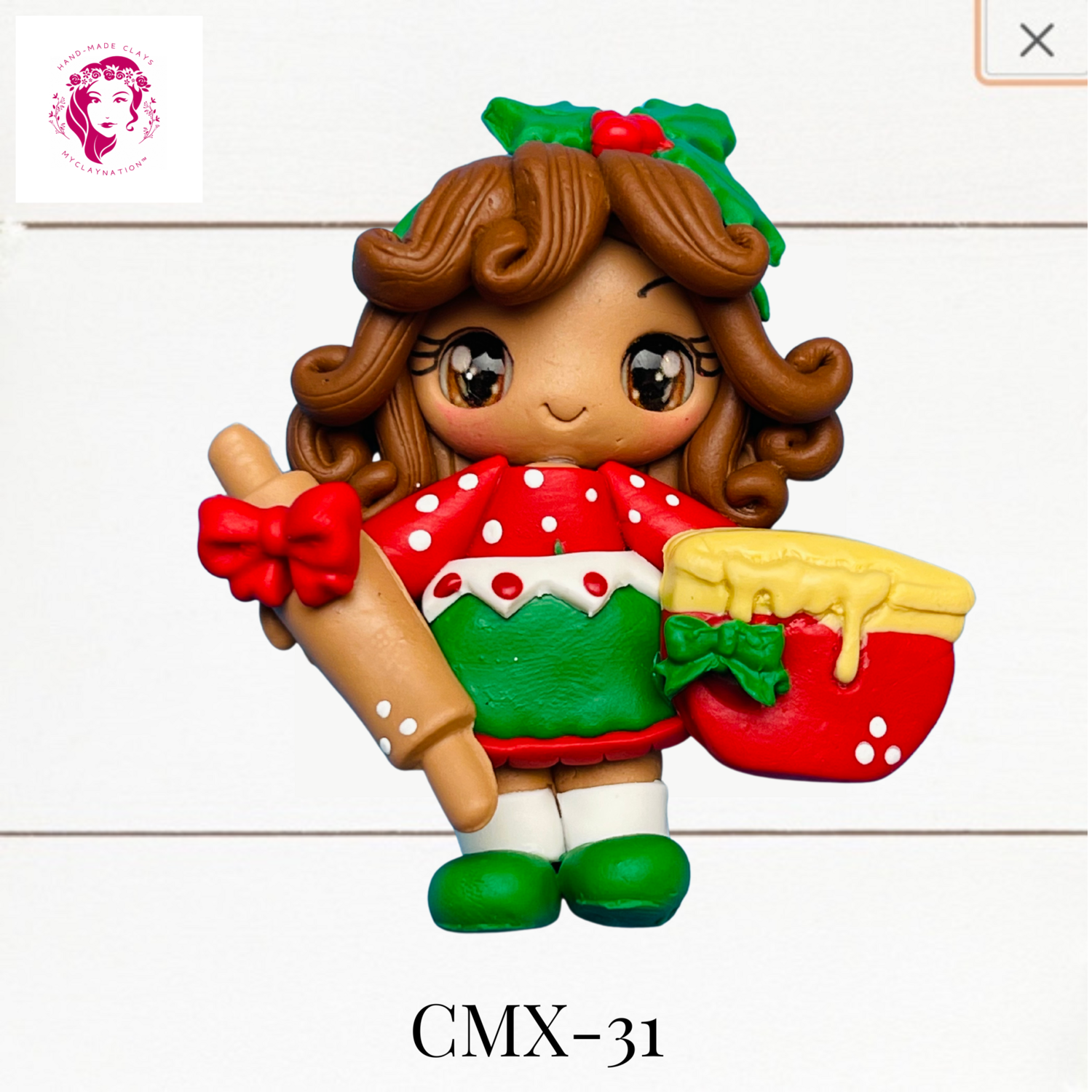 Christmas Clay Hairbow Center Girl &amp; Baking Bowl -CMX-31