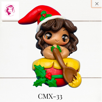 Christmas Clay Hairbow Center Girl &amp; Mixing Bowl -CMX-33