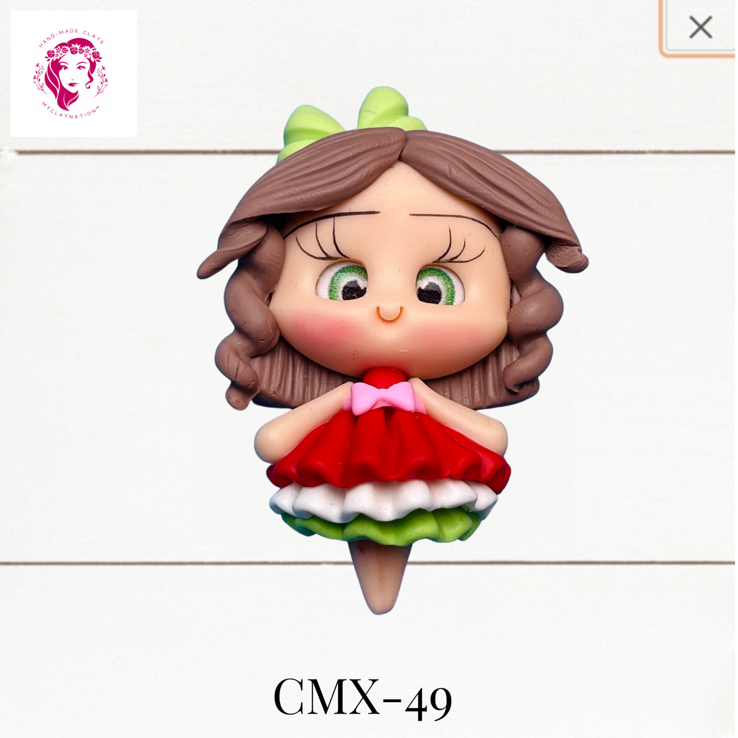 Christmas Clay Hairbow Big Eyes Girl -CMX-49