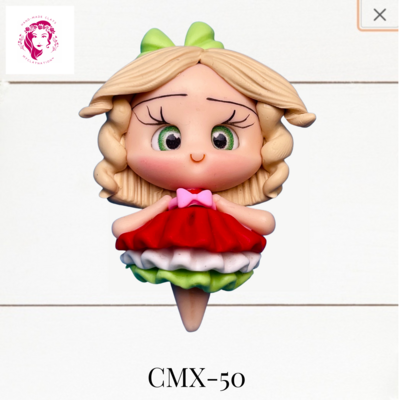 Christmas Clay Hairbow Big Eyes Girl -CMX-50