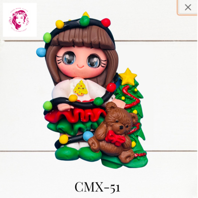Christmas Clay Hairbow Center Girl &amp; XMAS Lights-CMX-51