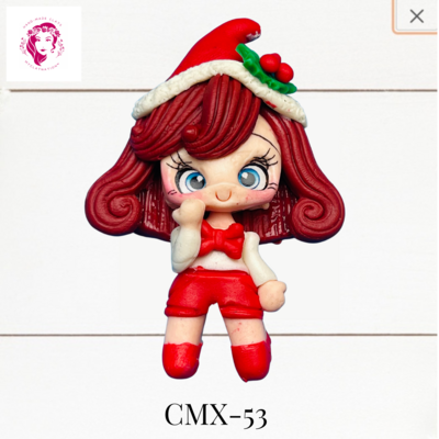 Christmas Clay Hairbow Center Girl with Red Hair-CMX-53