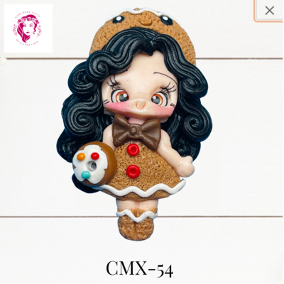 Christmas Clay Hairbow Center Girl in Gingerbread-CMX-54