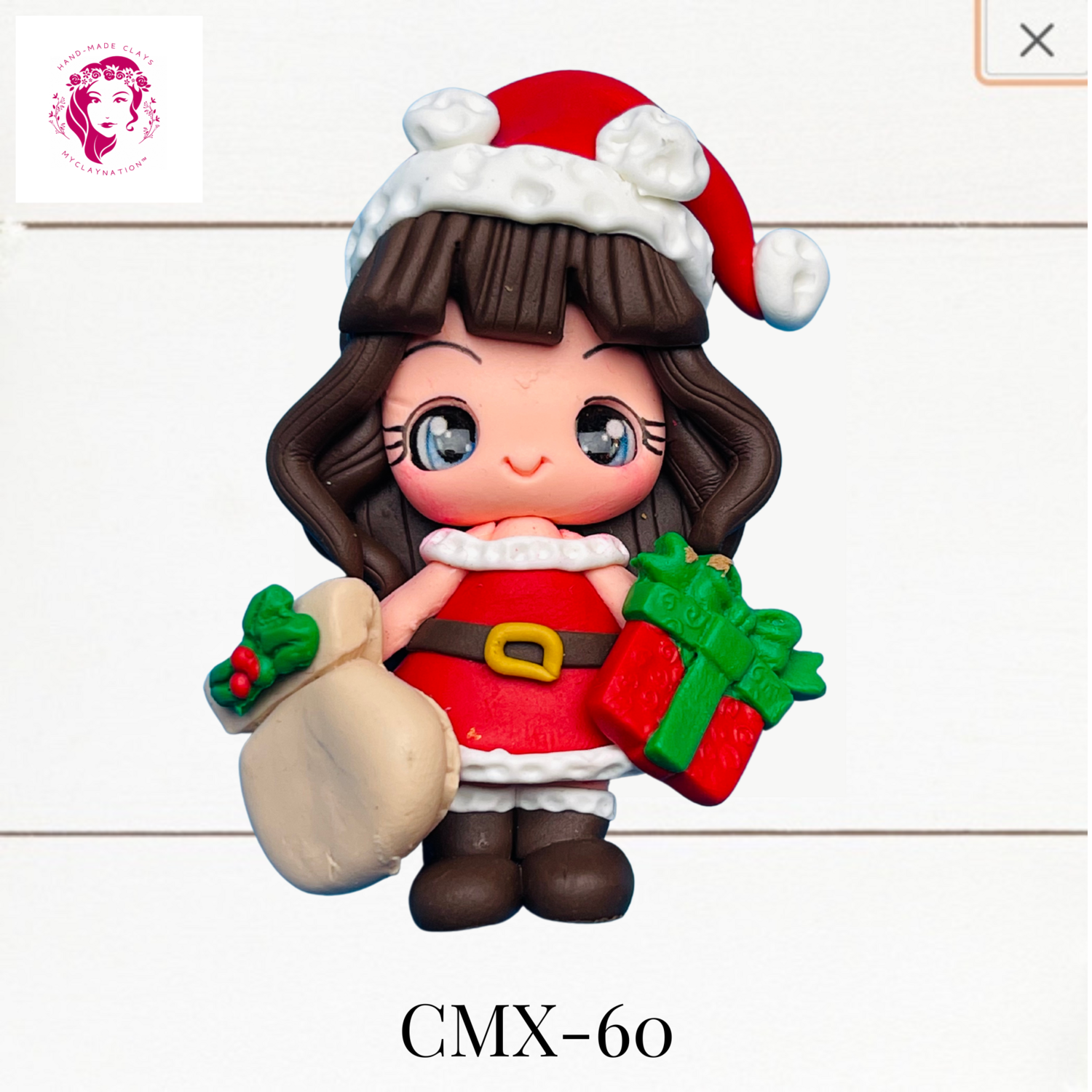 Christmas Clay Hairbow Center Girl &amp; XMAS Sack -CMX-60