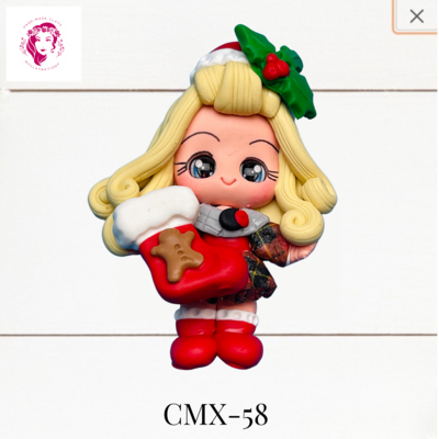 Christmas Clay Hairbow Center Girl &amp; XMAS Stocking-CMX-58