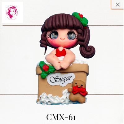 Christmas Clay Hairbow Center Girl in Sugar Sack -CMX-61