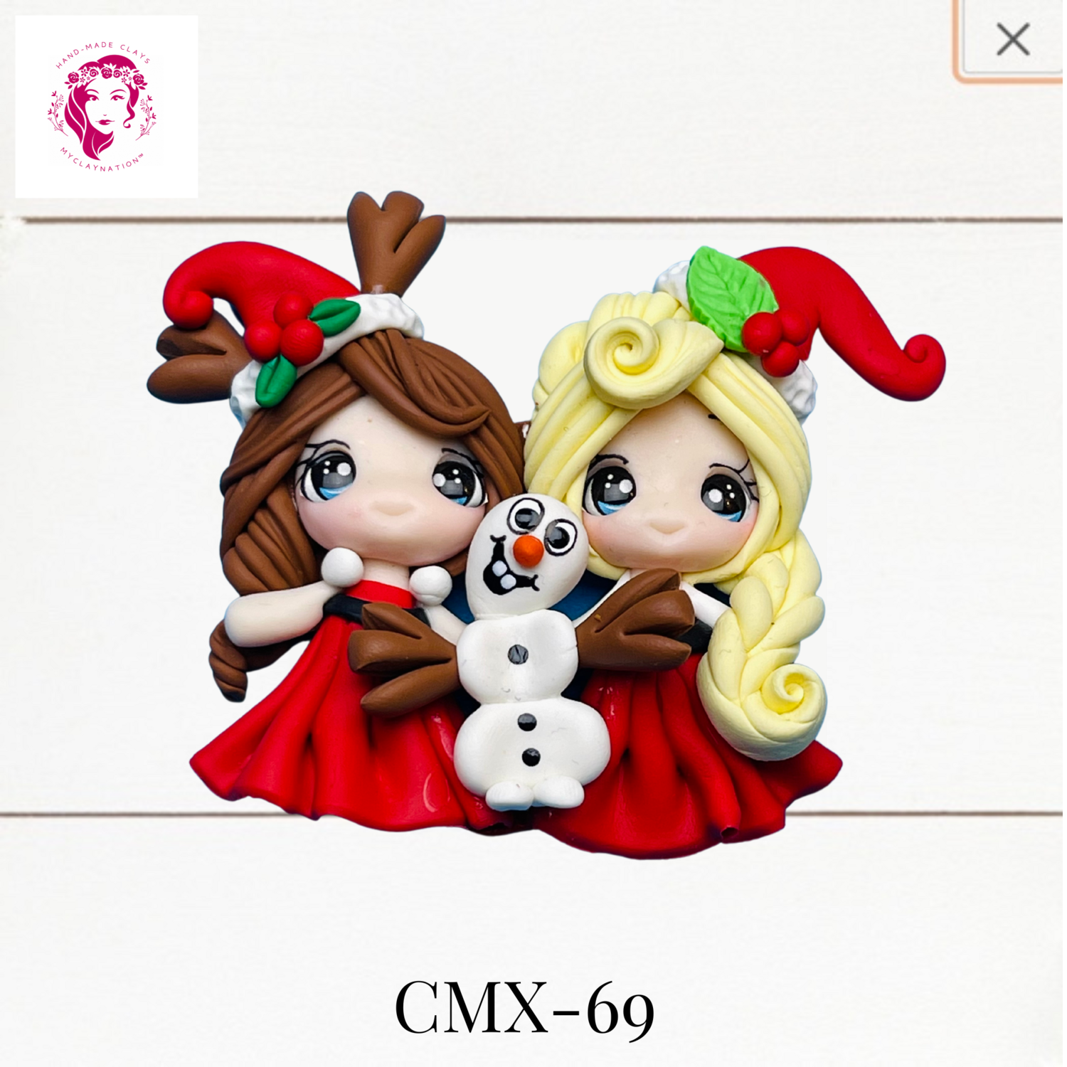 Christmas Clay Hairbow Anna, Elsa, &amp; Olaf -CMX-69