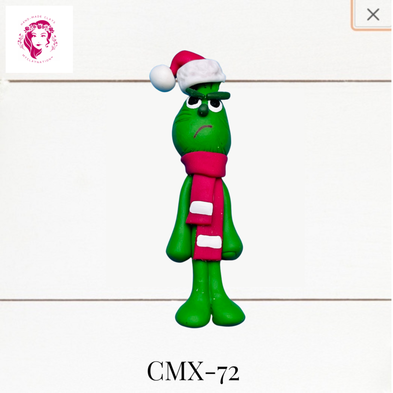 Christmas Clay Hairbow Center Skinny Grinch -CMX-70