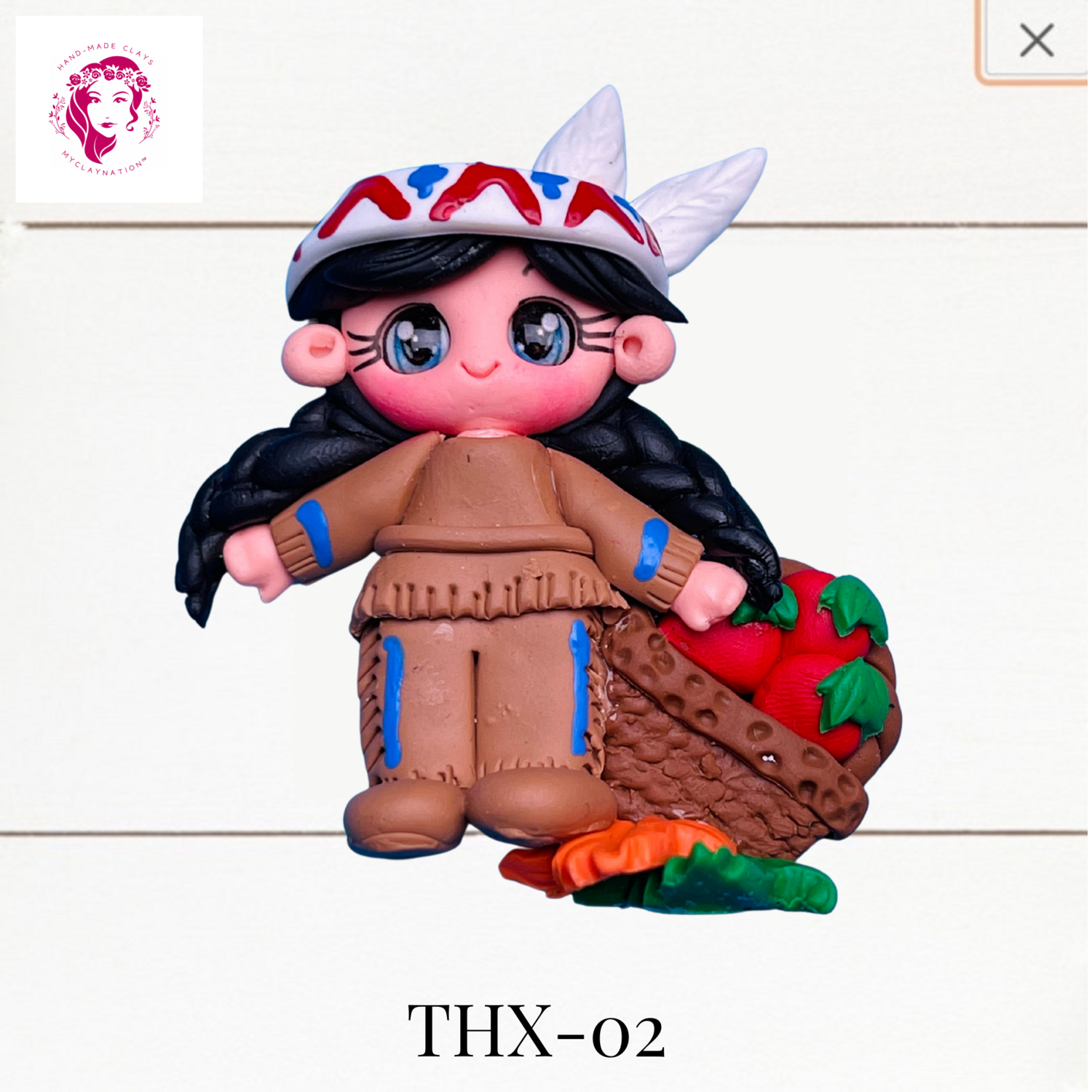 Thanksgiving Clay Hairbow Center Native Pilgrim - THX-02