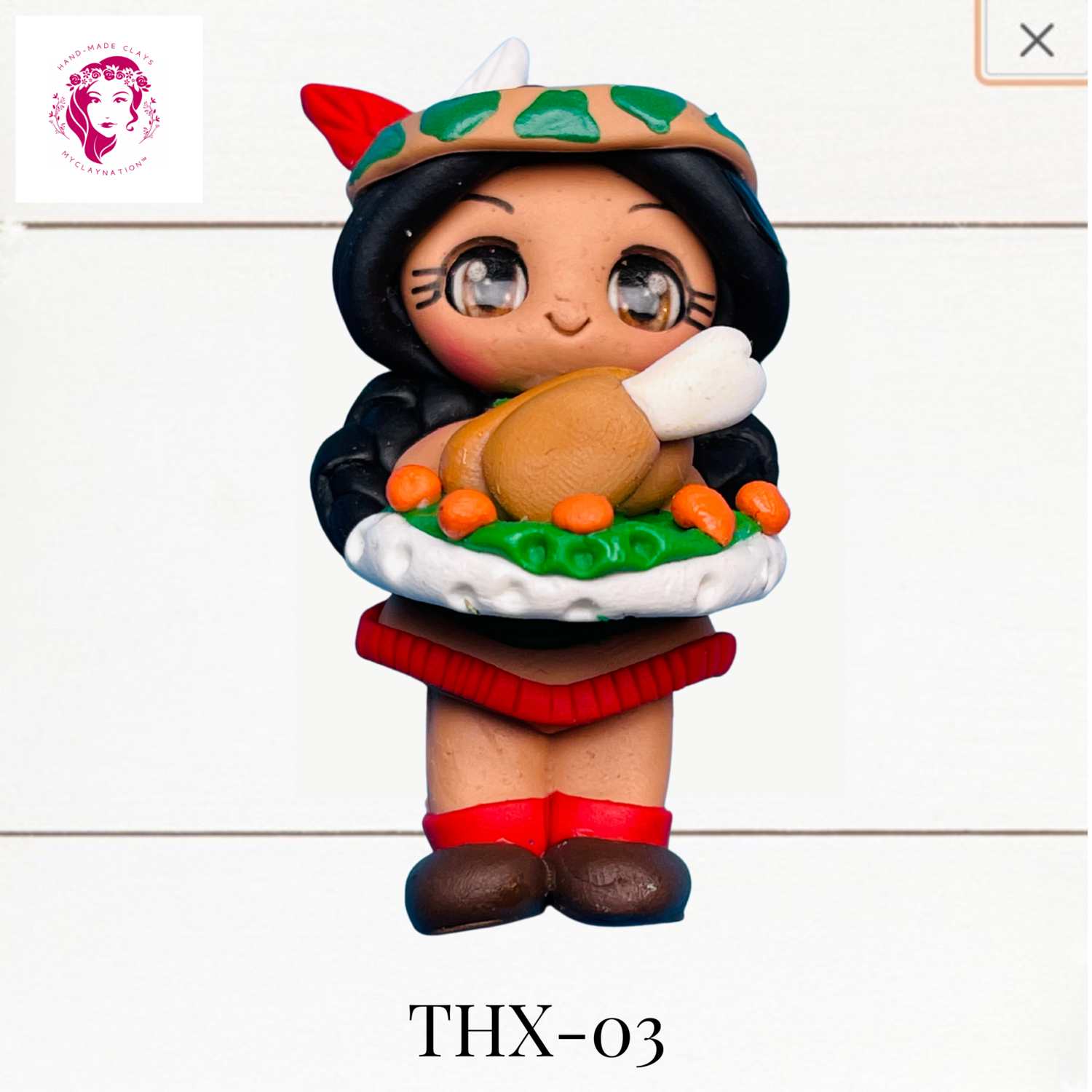 Thanksgiving Clay Hairbow Center Native Pilgrim - THX-03