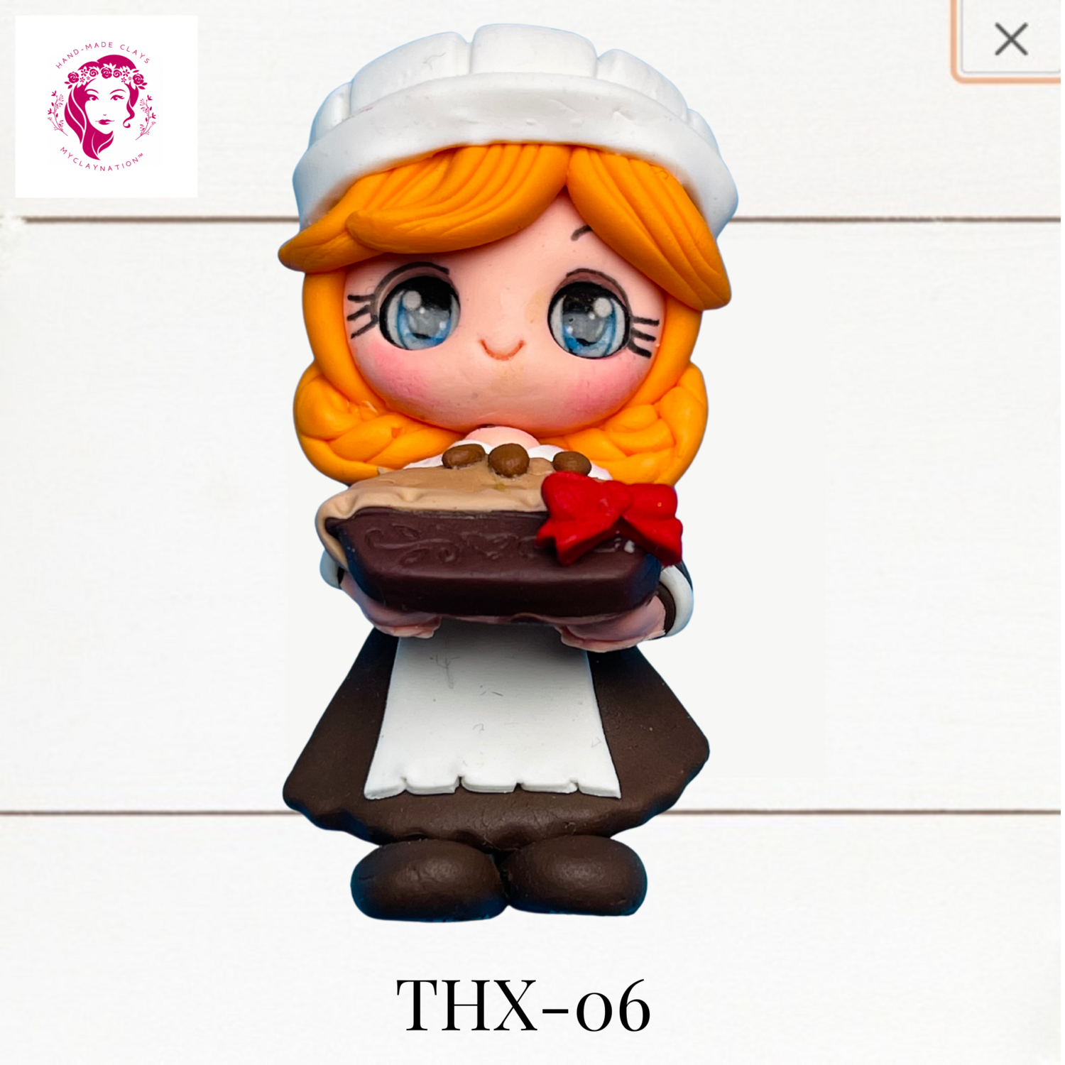Thanksgiving Clay Hairbow Center Pilgrim Girl -THX-06