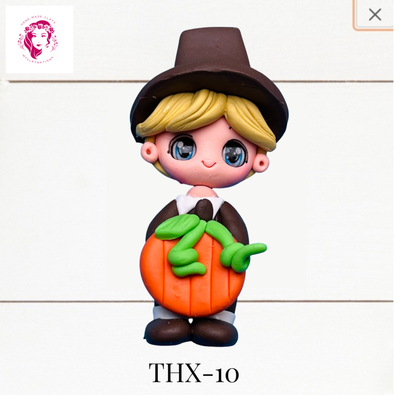 Thanksgiving Clay Hairbow Center Pilgrim Boy -THX-10