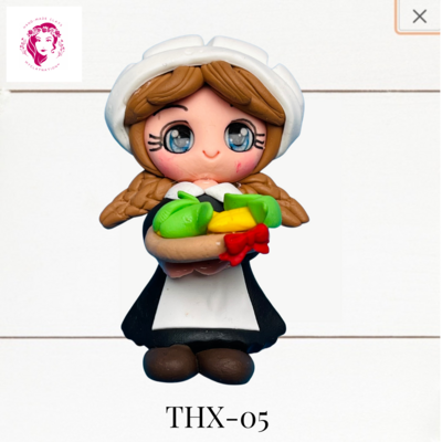 Thanksgiving Clay Hairbow Center Pilgrim Girl -THX-05