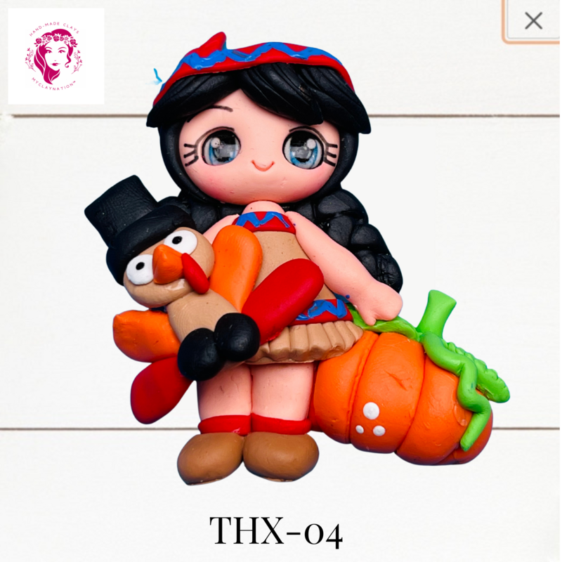 Thanksgiving Clay Hairbow Center Native Pilgrim - THX-04