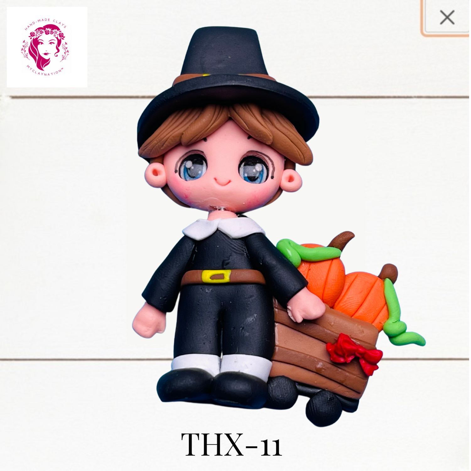 Thanksgiving Clay Hairbow Center Pilgrim -THX-11