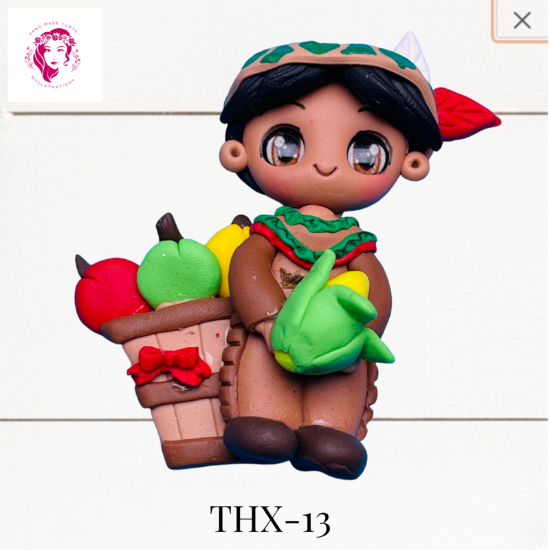 Thanksgiving Clay Hairbow Center Native Pilgrim -THX-13