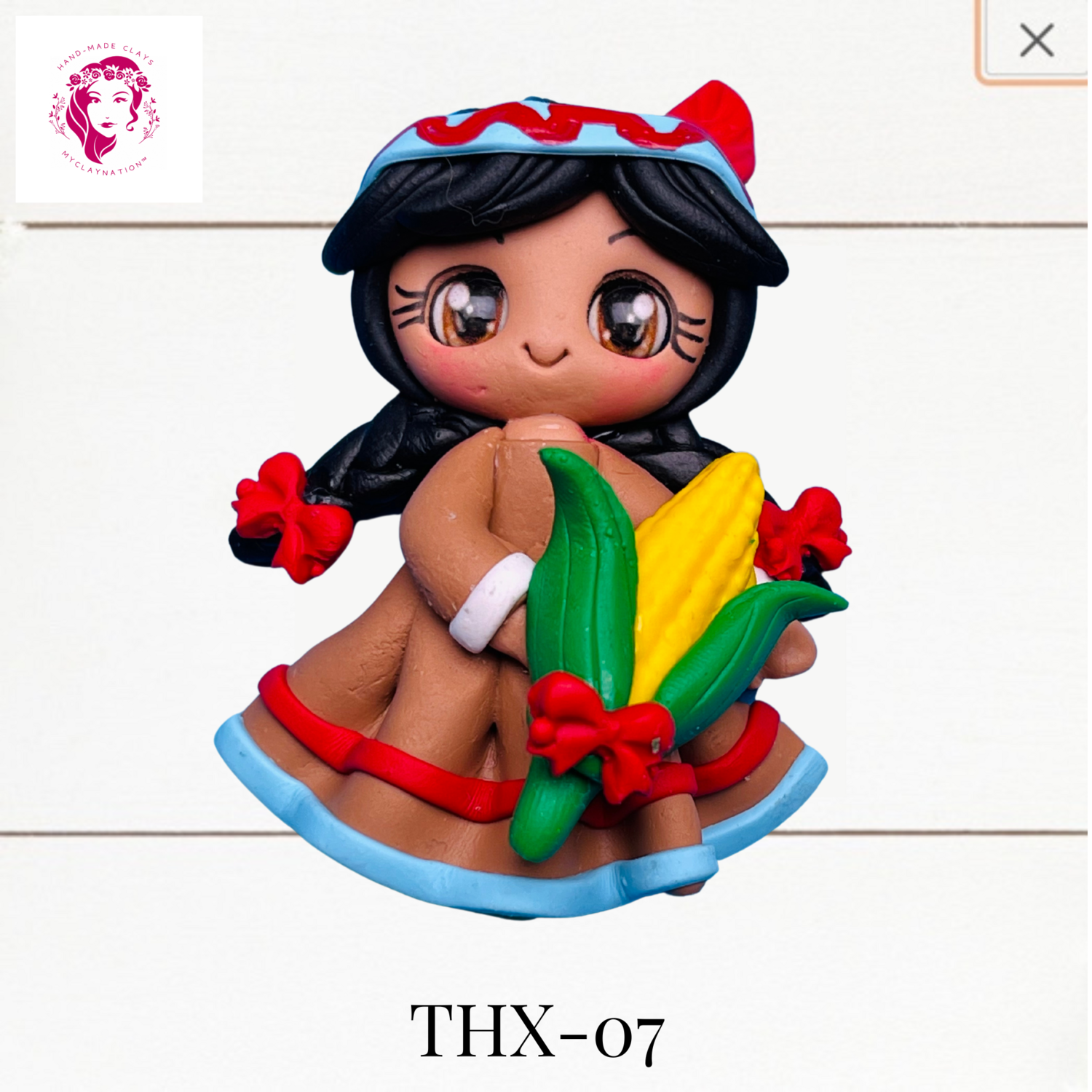 Thanksgiving Clay Hairbow Center Native Pilgrim -THX-07