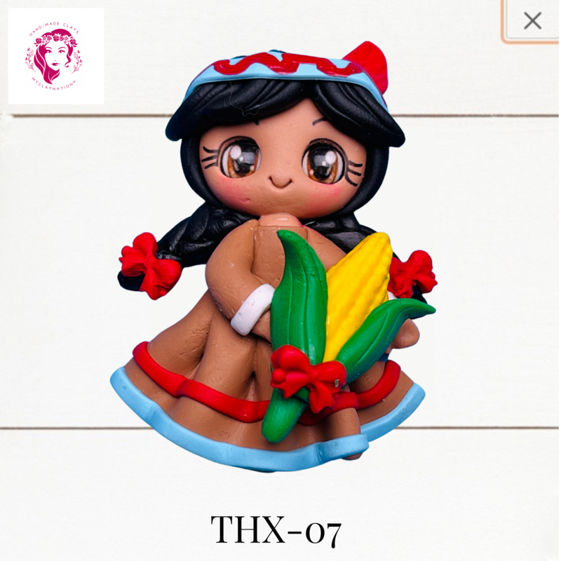 Thanksgiving Clay Hairbow Center Native Pilgrim -THX-07