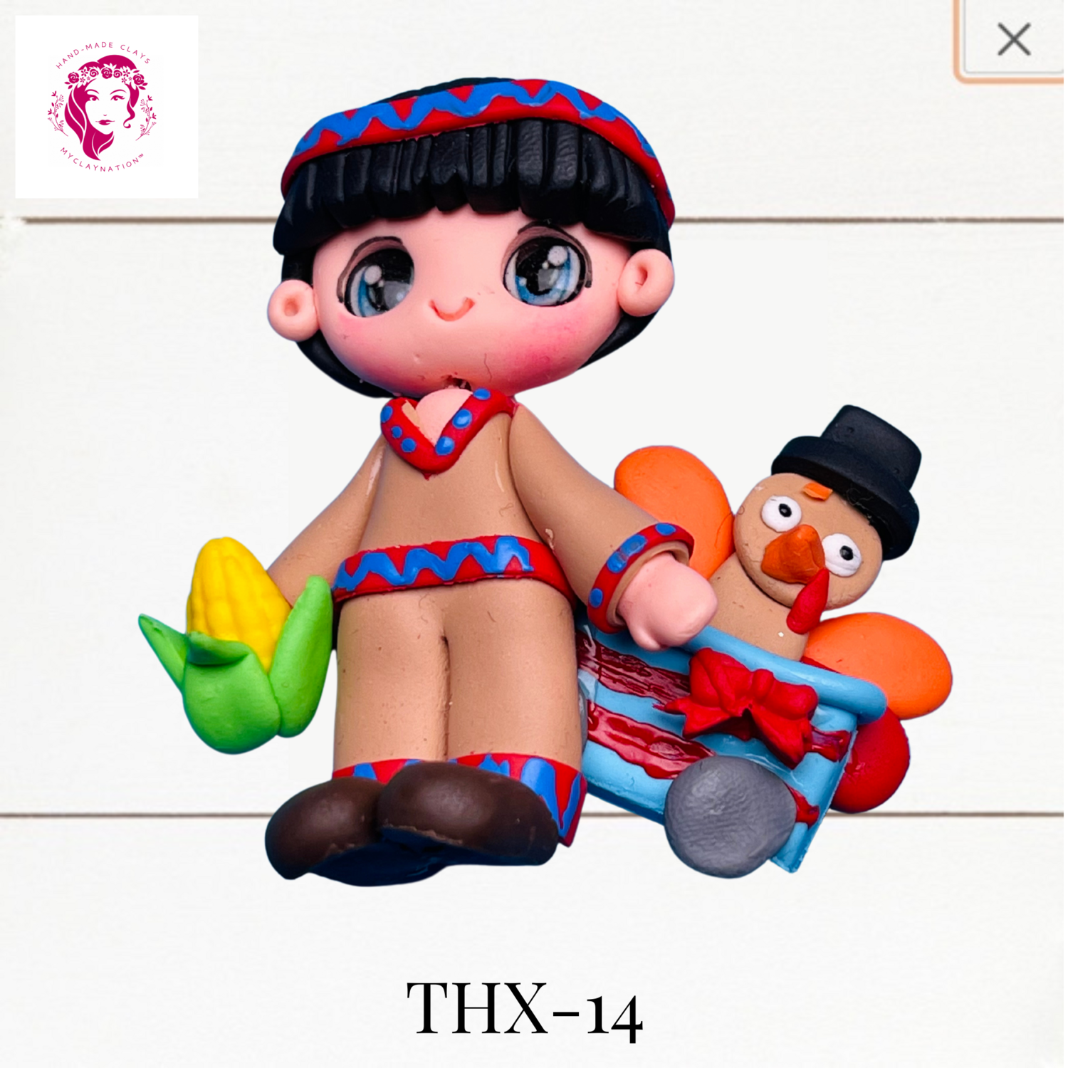 Thanksgiving Clay Hairbow Center Pilgrim -THX-14
