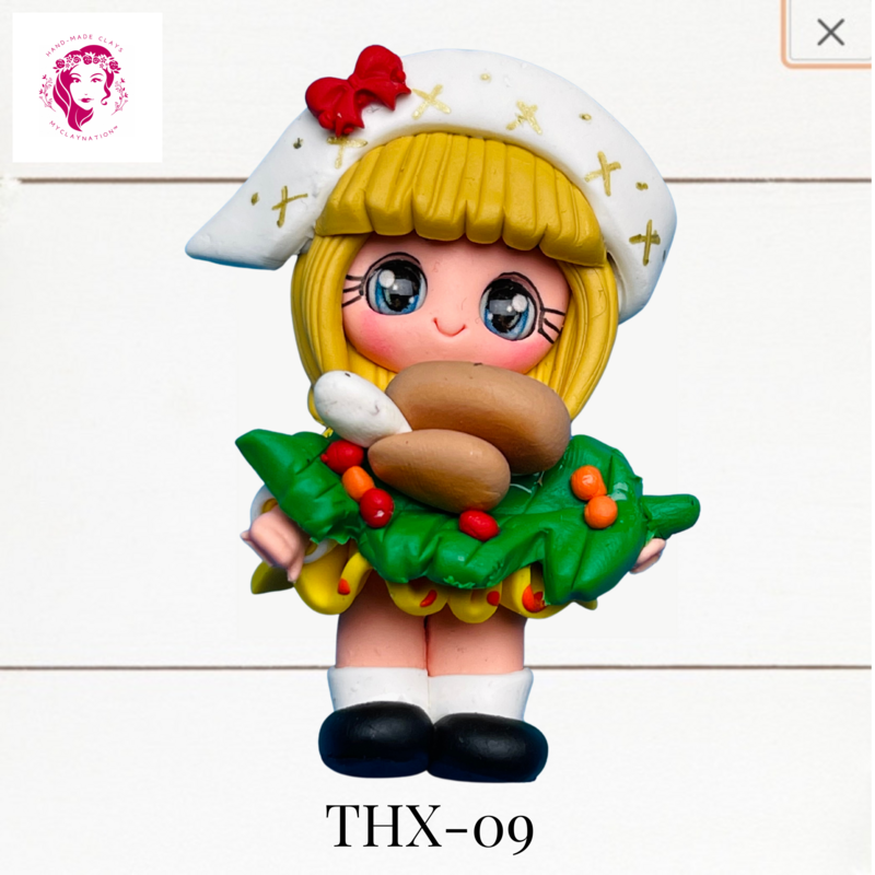 Thanksgiving Clay Hairbow Center Pilgrim Girl -THX-09