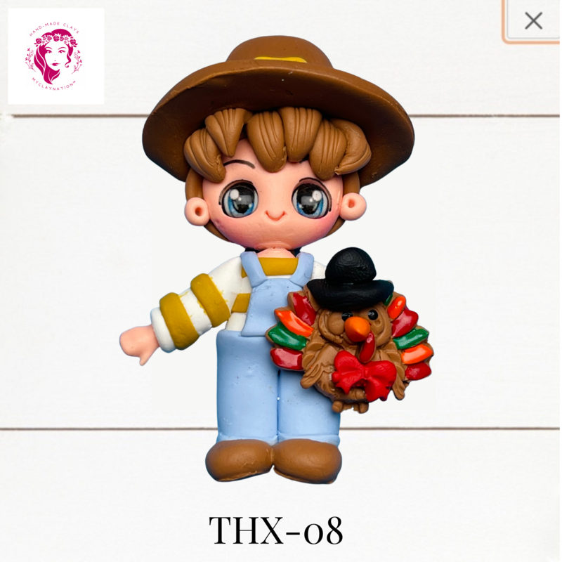 Thanksgiving Clay Hairbow Center Pilgrim Boy -THX-08
