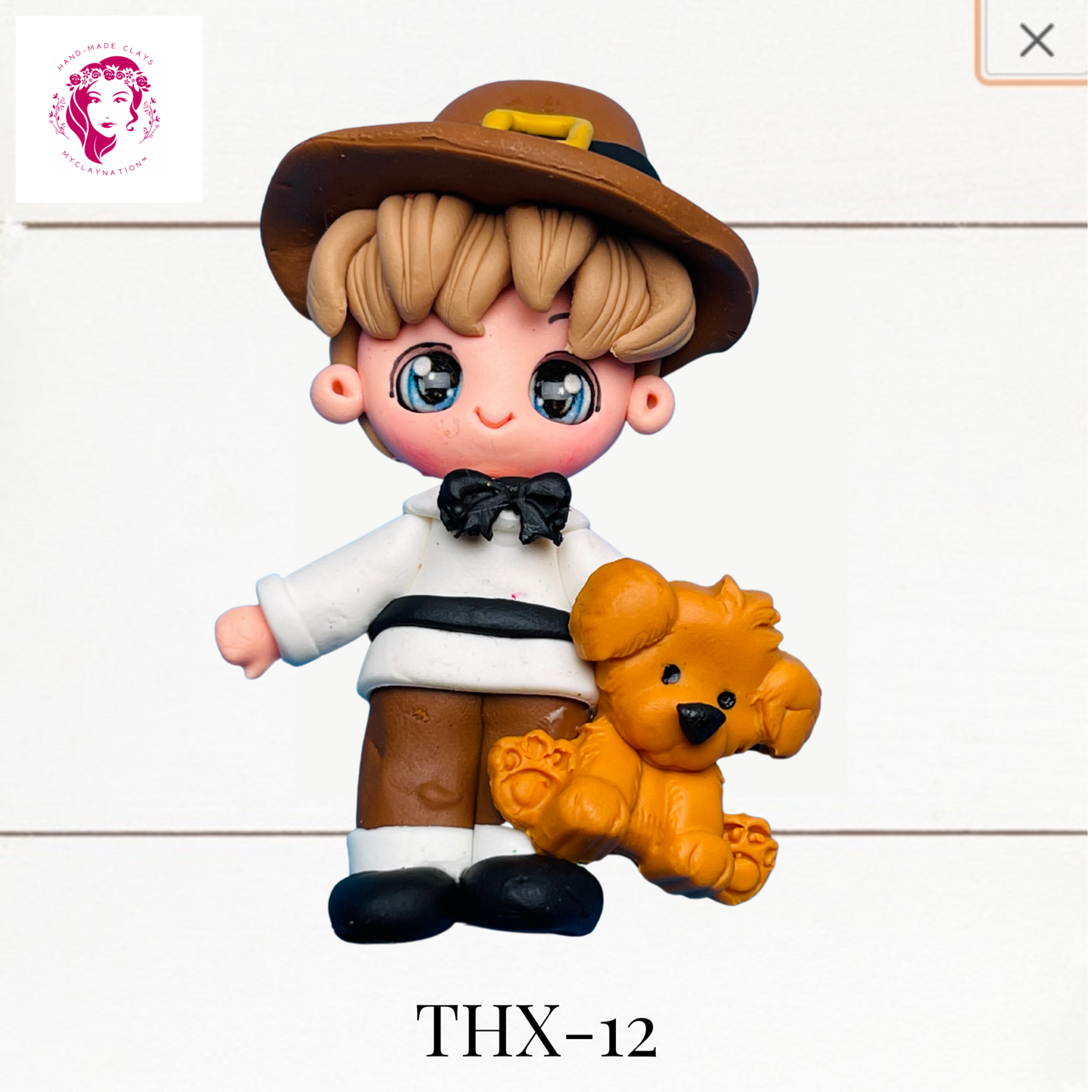 Thanksgiving Clay Hairbow Center Pilgrim -THX-12
