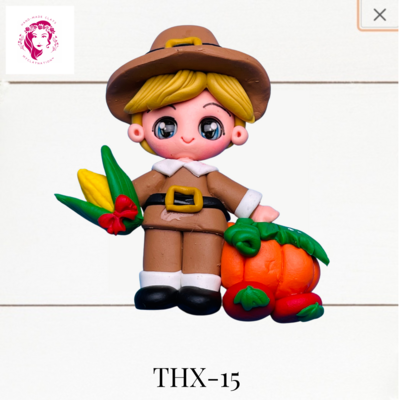 Thanksgiving Clay Hairbow Center Pilgrim Boy -THX-15