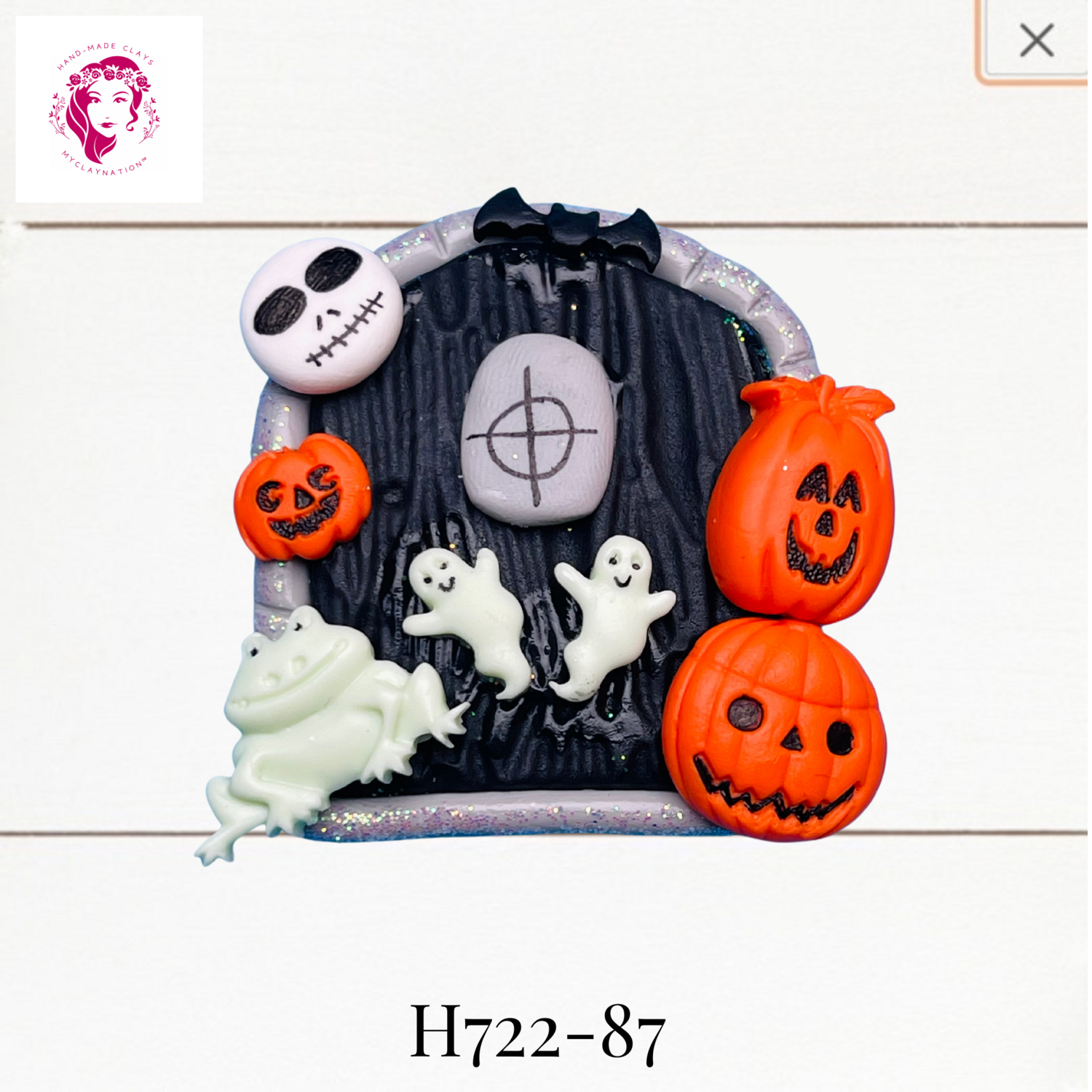 H722-87: Halloween Clay Bow Center