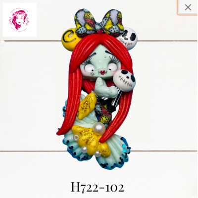 Halloween Clay Hairbow Center Jack &amp; Sally - H722-102