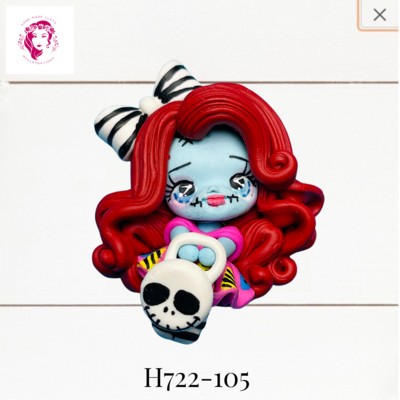 Halloween Clay Hairbow Center Jack &amp; Sally - H722-105