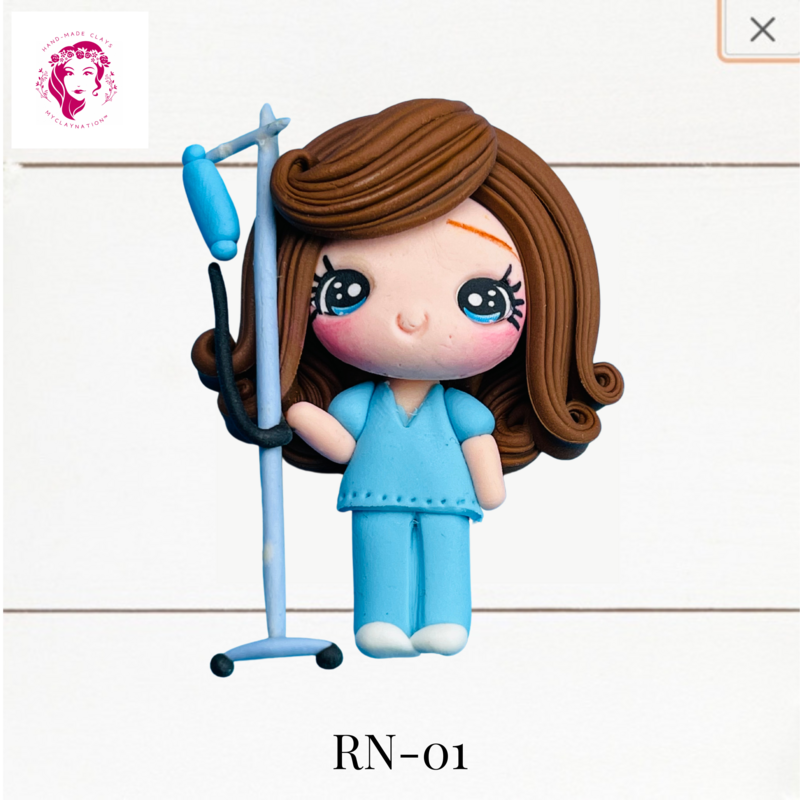Badge Reel Clays Nurse in Blue Scrubs -RN-01