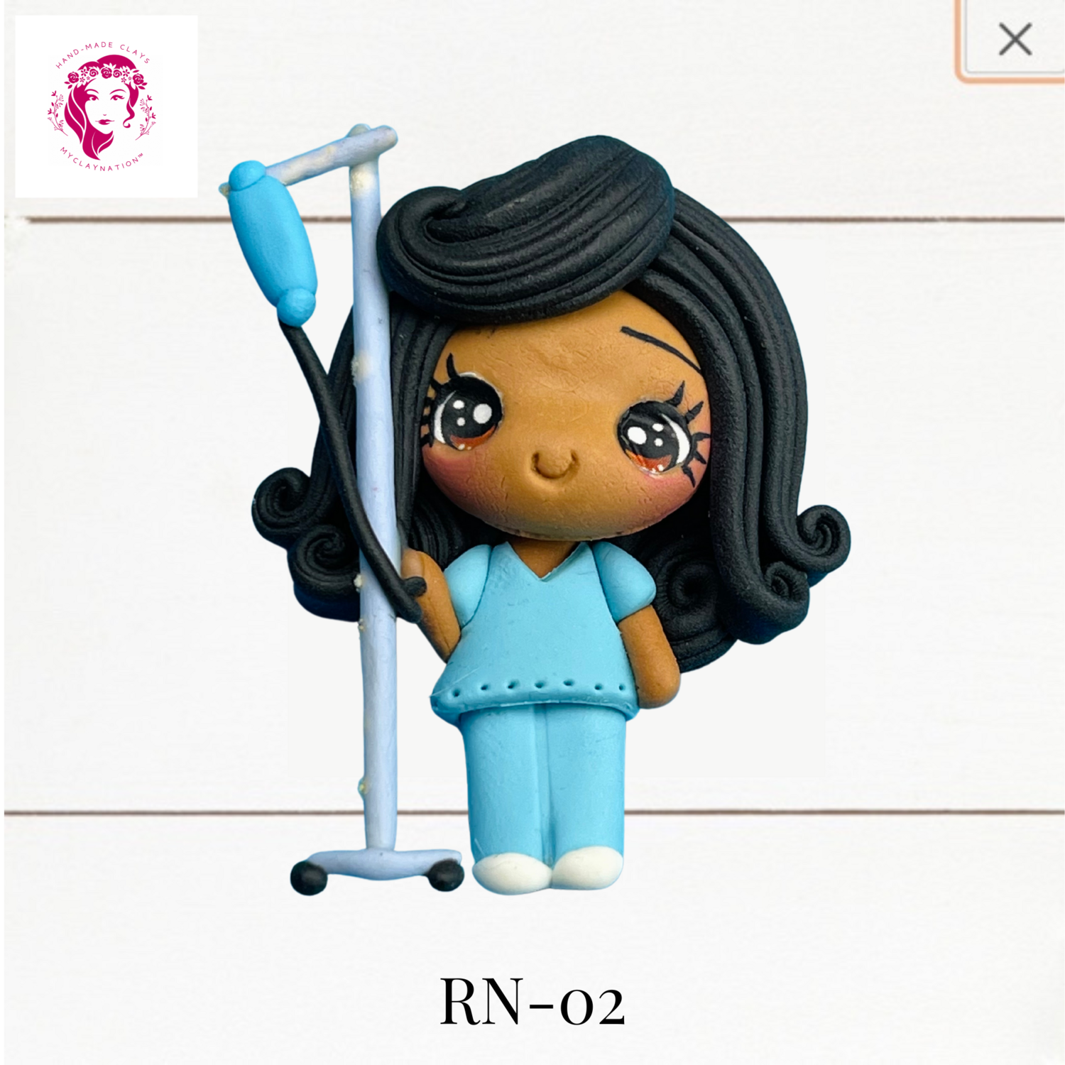 Badge Reel Clays Nurse in Blue Scrubs -RN-02