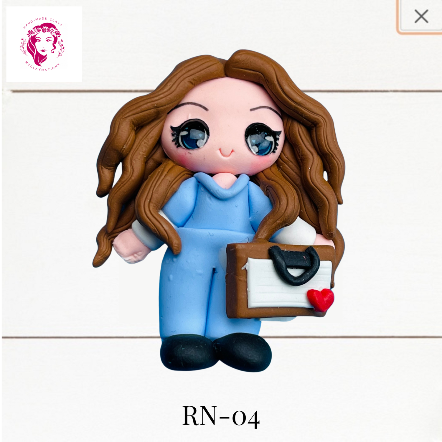 Badge Reel Clays Nurse in Blue Scrubs -RN-04