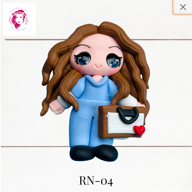 Badge Reel Clays Nurse in Blue Scrubs -RN-04
