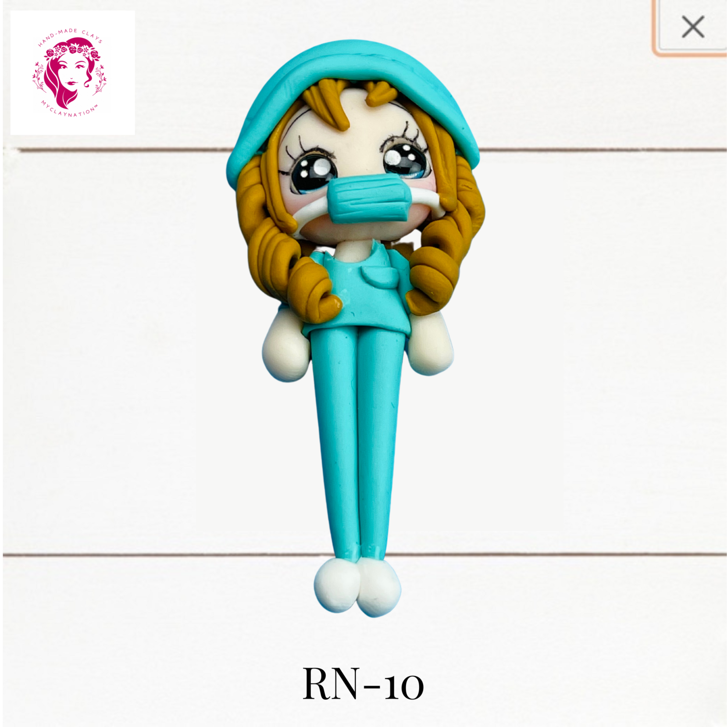 Badge Reel Clays Nurse in Turquoise Scrubs -RN-10