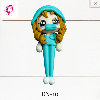 Badge Reel Clays Nurse in Turquoise Scrubs -RN-10