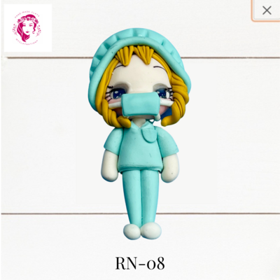 Badge Reel Clays Nurse in Turquoise Scrubs -RN-08