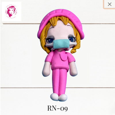 Badge Reel Clays Nurse in Pink Scrubs -RN-09
