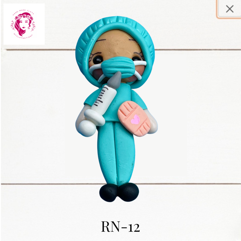 Badge Reel Clays Nurse in Turquoise Scrubs -RN-12